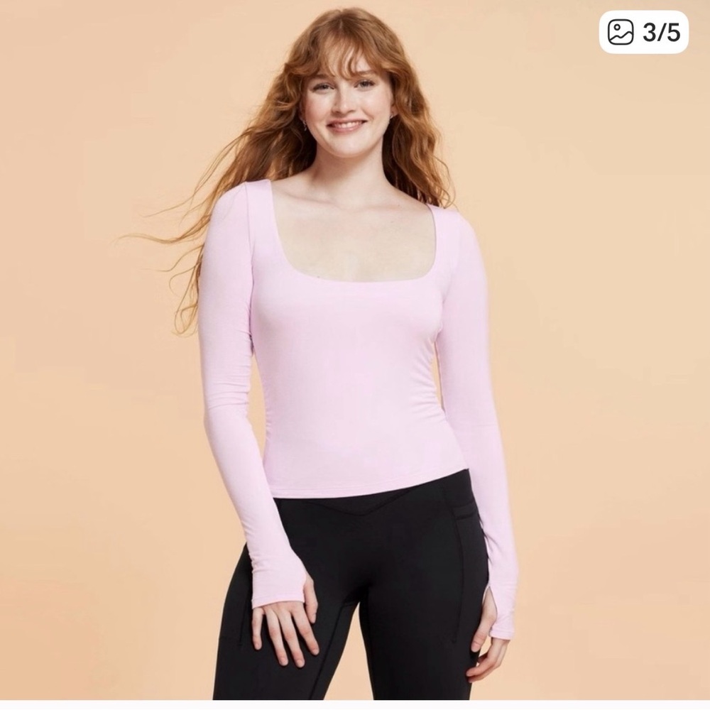 Blogilates Women's Love Story Long Sleeve Tie Bow Back Top Lilac Snow
